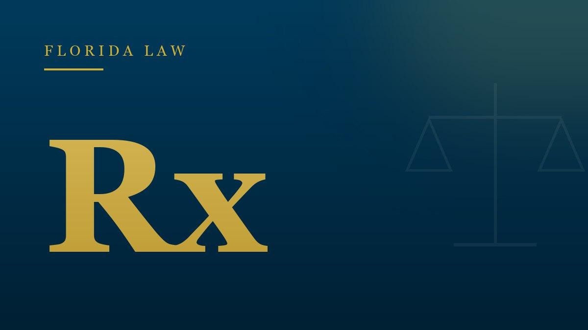 Gold Rx symbol on navy — medical malpractice in Florida